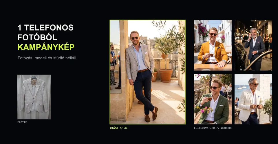 Elite Fashion AI termékfotók – AI fotó · Automatizálás · Webshop