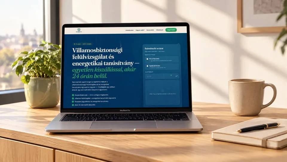 Villamosfelülvizsgálat.info – Landing · Árkalkulátor · Automatizálás